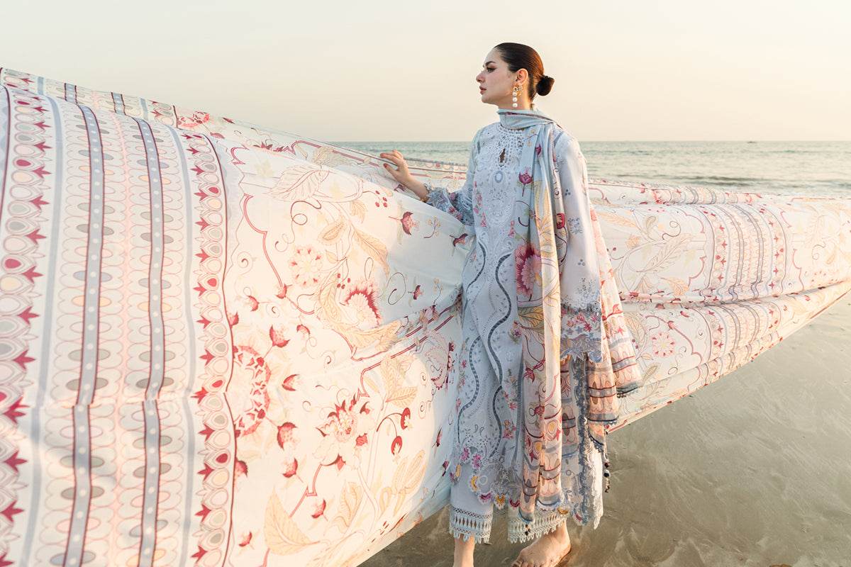 Qalamkar Sahil Embroidered Luxury Lawn 3pcs - Jotey
