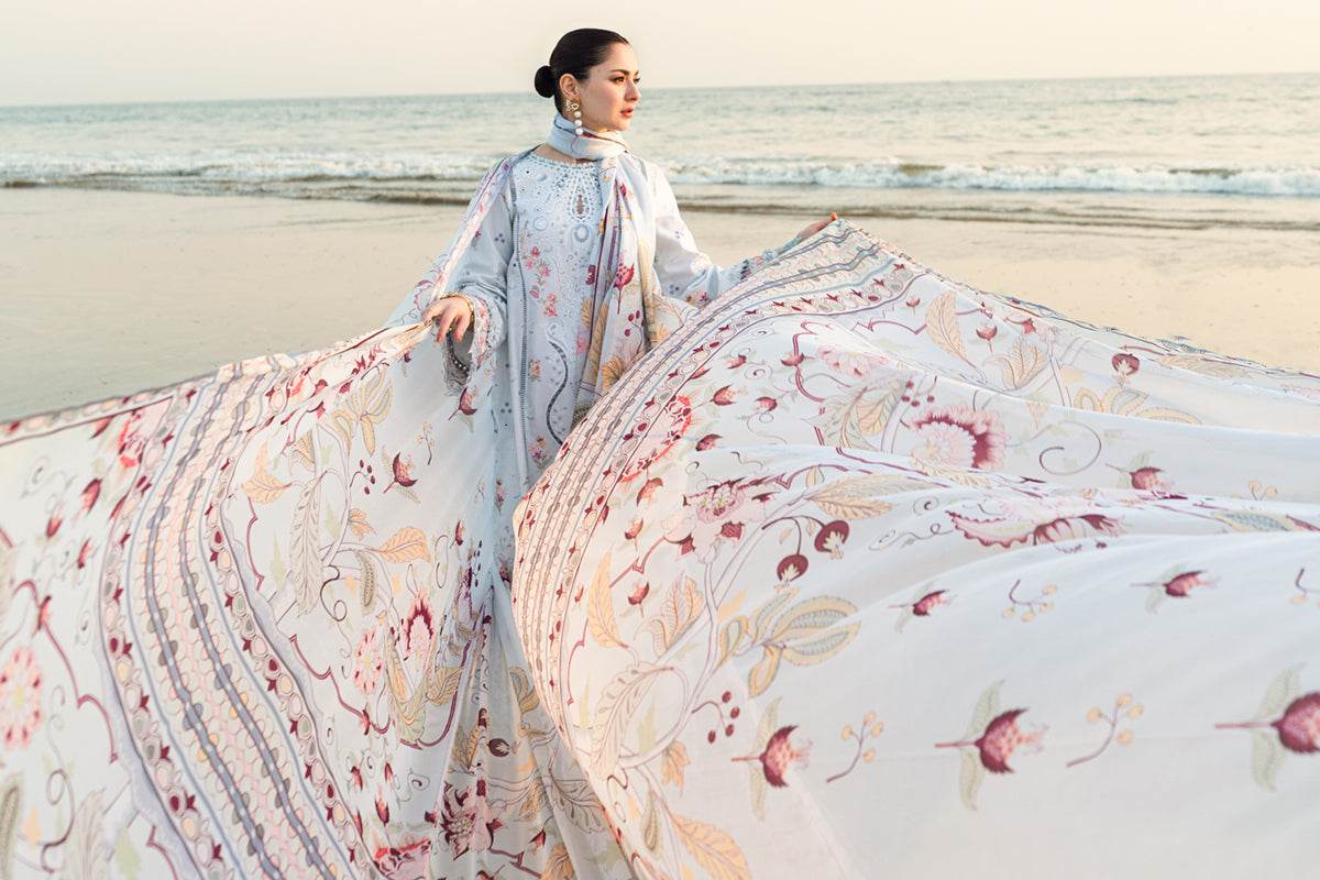 Qalamkar Sahil Embroidered Luxury Lawn 3pcs - Jotey