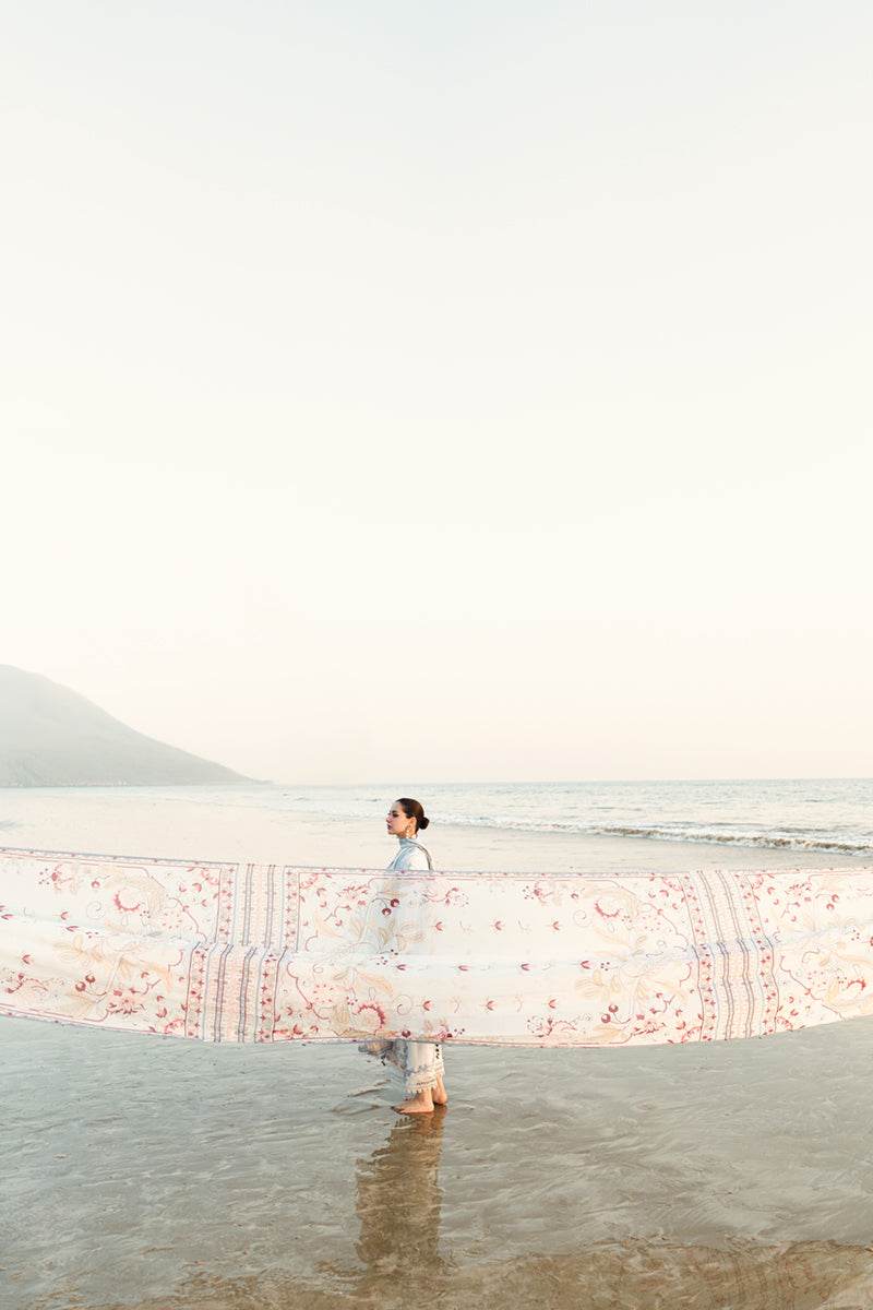 Qalamkar Sahil Embroidered Luxury Lawn 3pcs - Jotey
