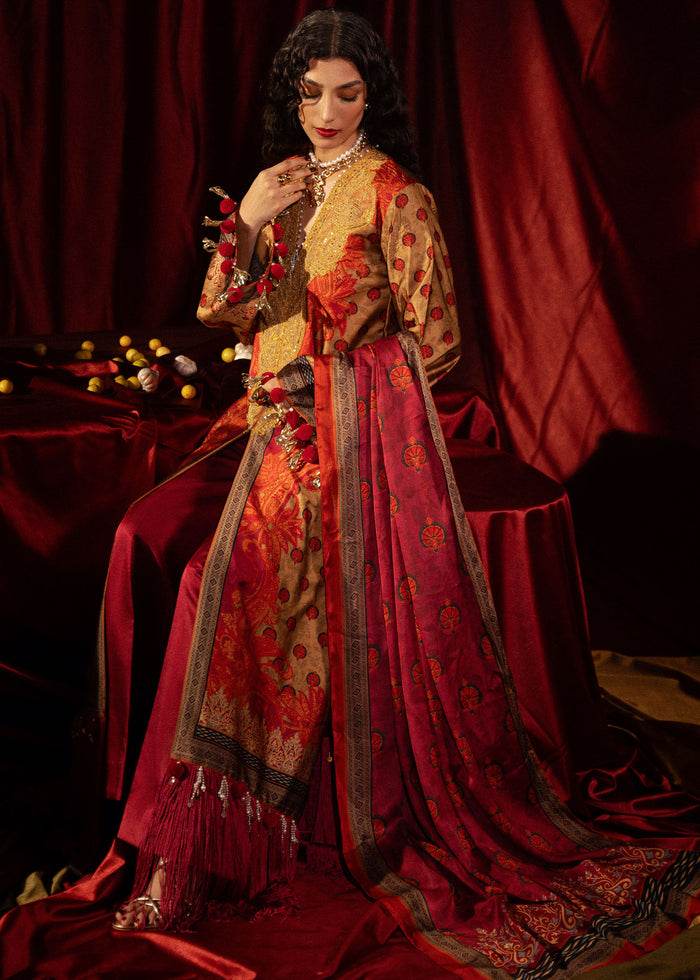 Roohi Silk Embroidered Unstitched 3pcs - Jotey