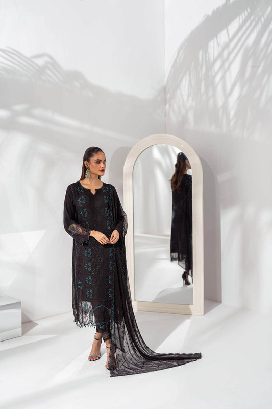 Mehru By Guzel Embroidered Stitched Chiffon 3pcs - Jotey