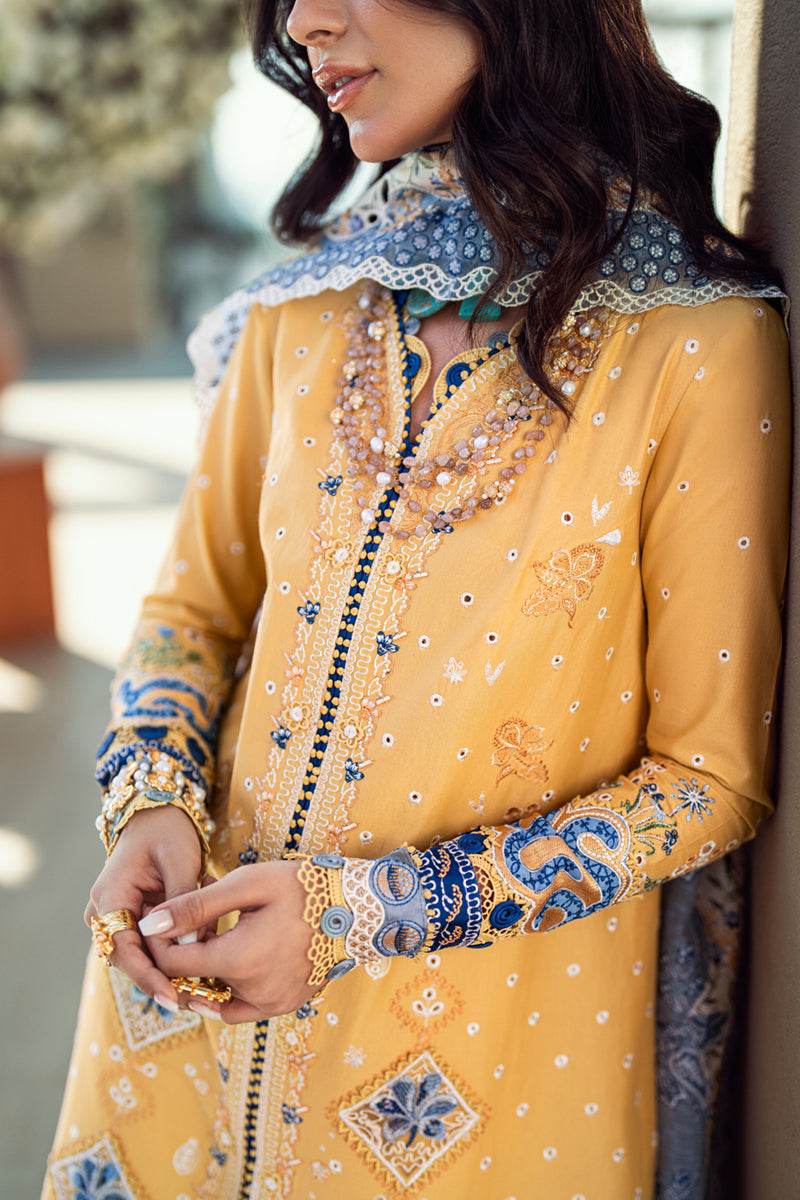 Qalamkar Sahil Embroidered Luxury Lawn 3pcs - Jotey