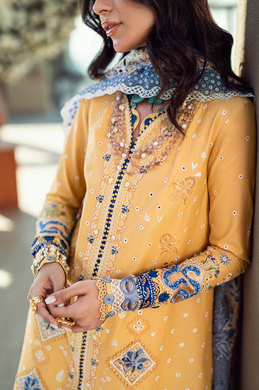 Qalamkar Sahil Embroidered Luxury Lawn 3pcs - Jotey