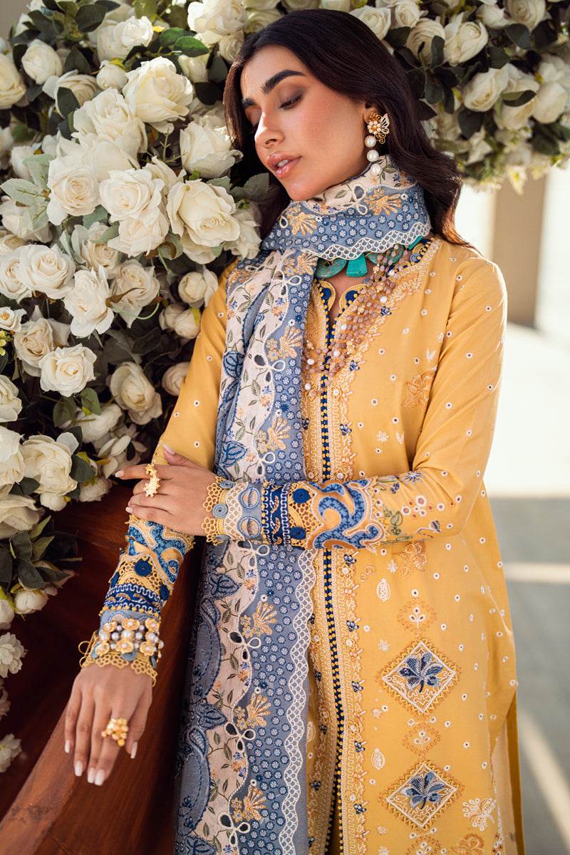 Qalamkar Sahil Embroidered Luxury Lawn 3pcs - Jotey
