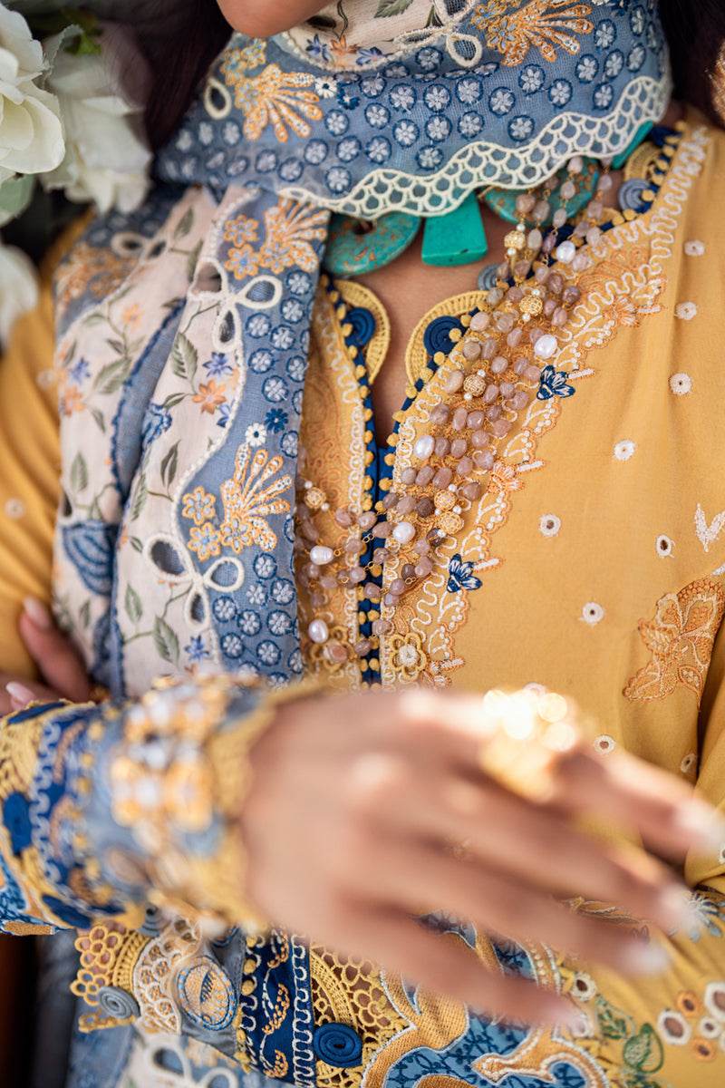 Qalamkar Sahil Embroidered Luxury Lawn 3pcs - Jotey