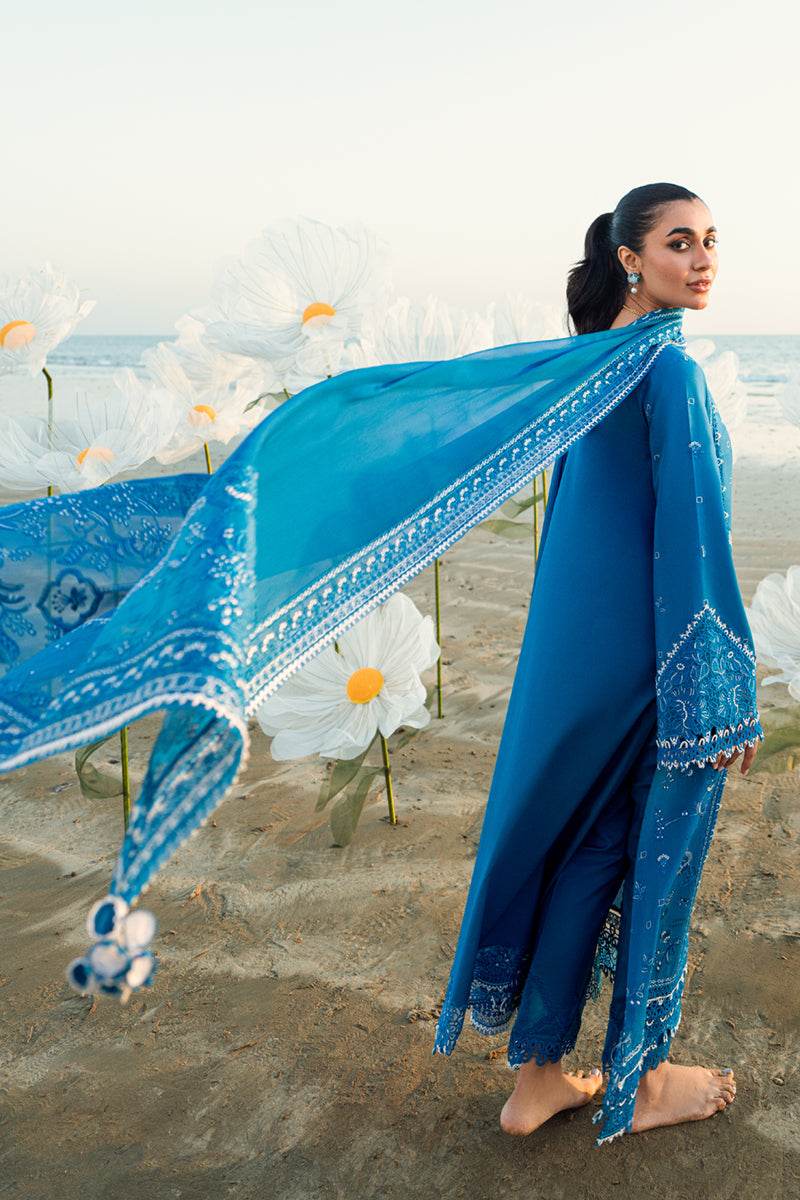 Qalamkar Sahil Embroidered Luxury Lawn 3pcs - Jotey