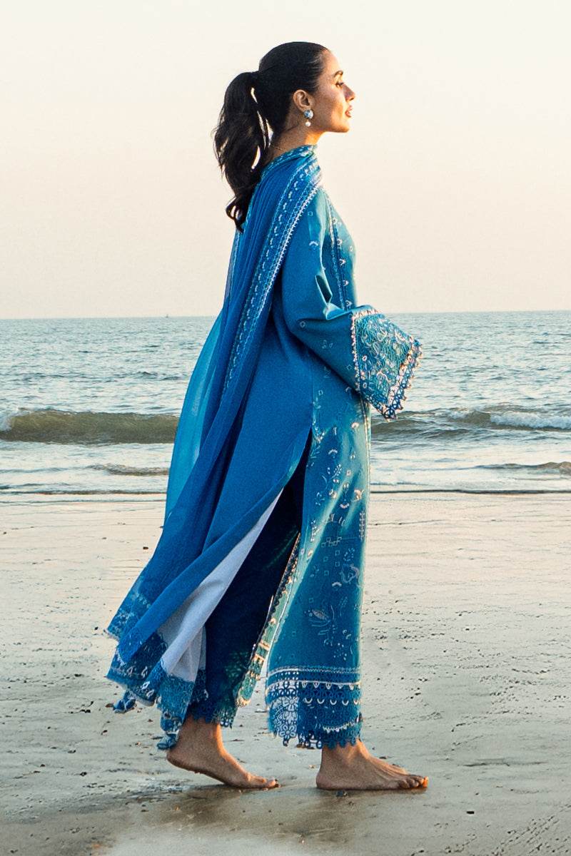 Qalamkar Sahil Embroidered Luxury Lawn 3pcs - Jotey
