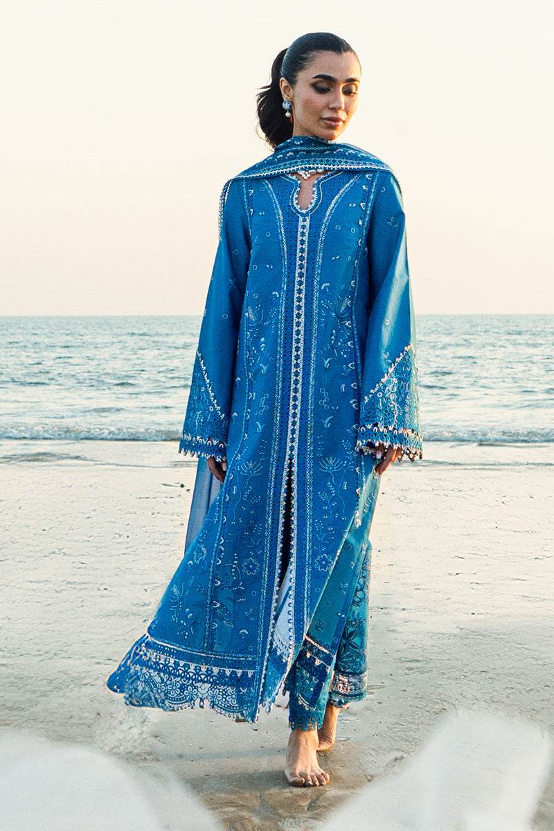 Qalamkar Sahil Embroidered Luxury Lawn 3pcs - Jotey