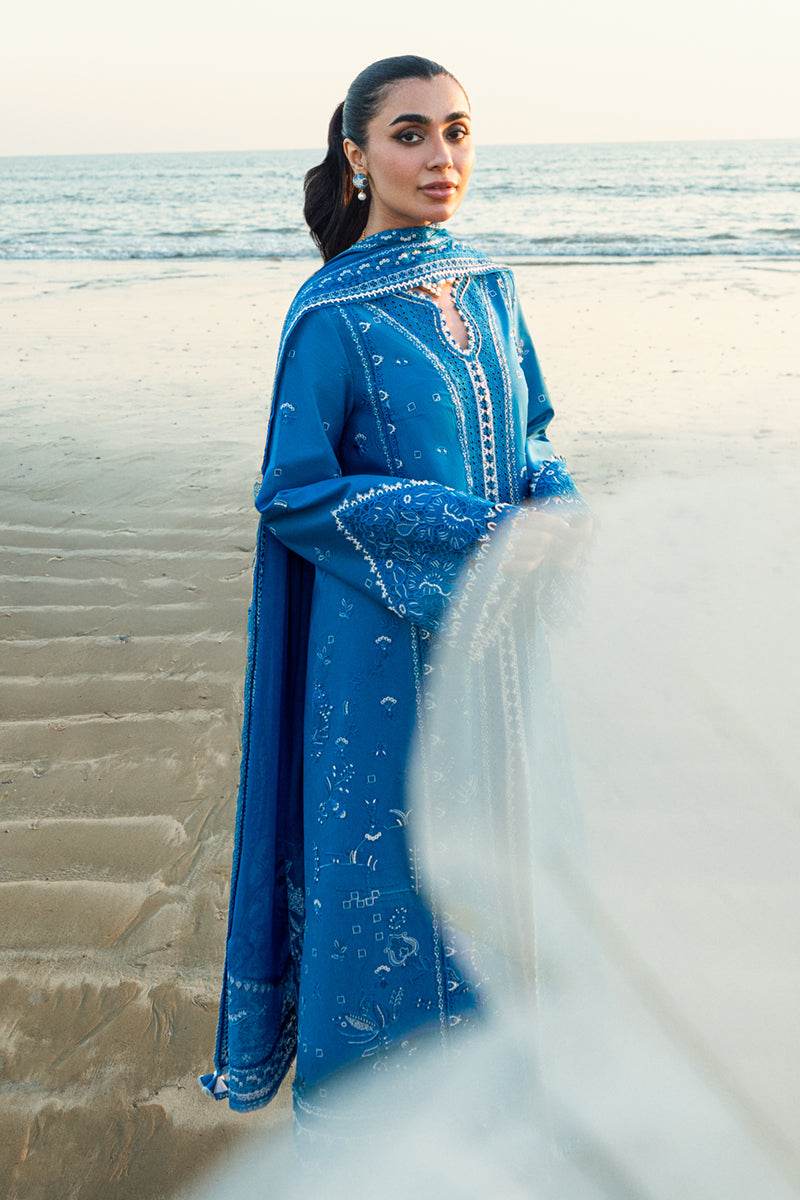 Qalamkar Sahil Embroidered Luxury Lawn 3pcs - Jotey