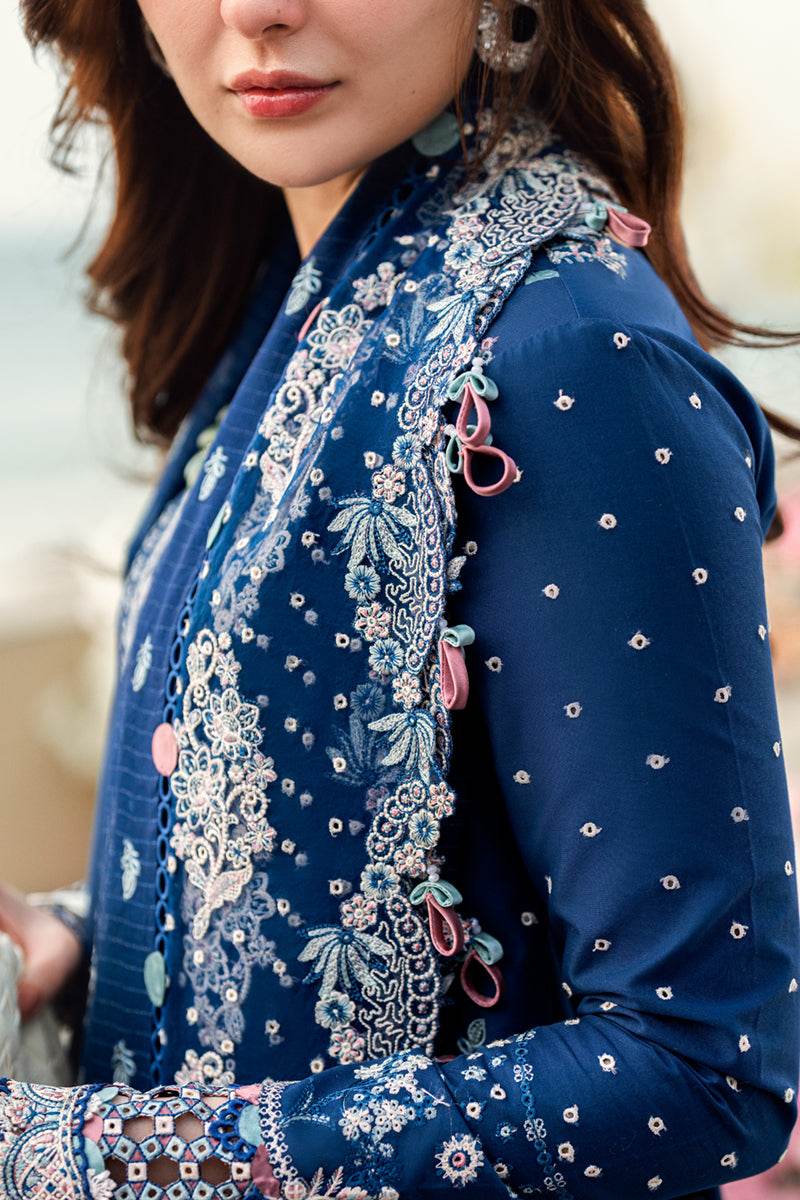 Qalamkar Sahil Embroidered Luxury Lawn 3pcs - Jotey