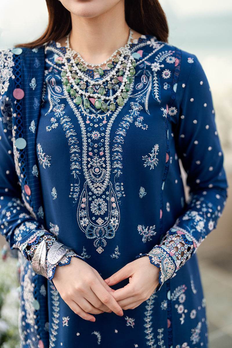 Qalamkar Sahil Embroidered Luxury Lawn 3pcs - Jotey