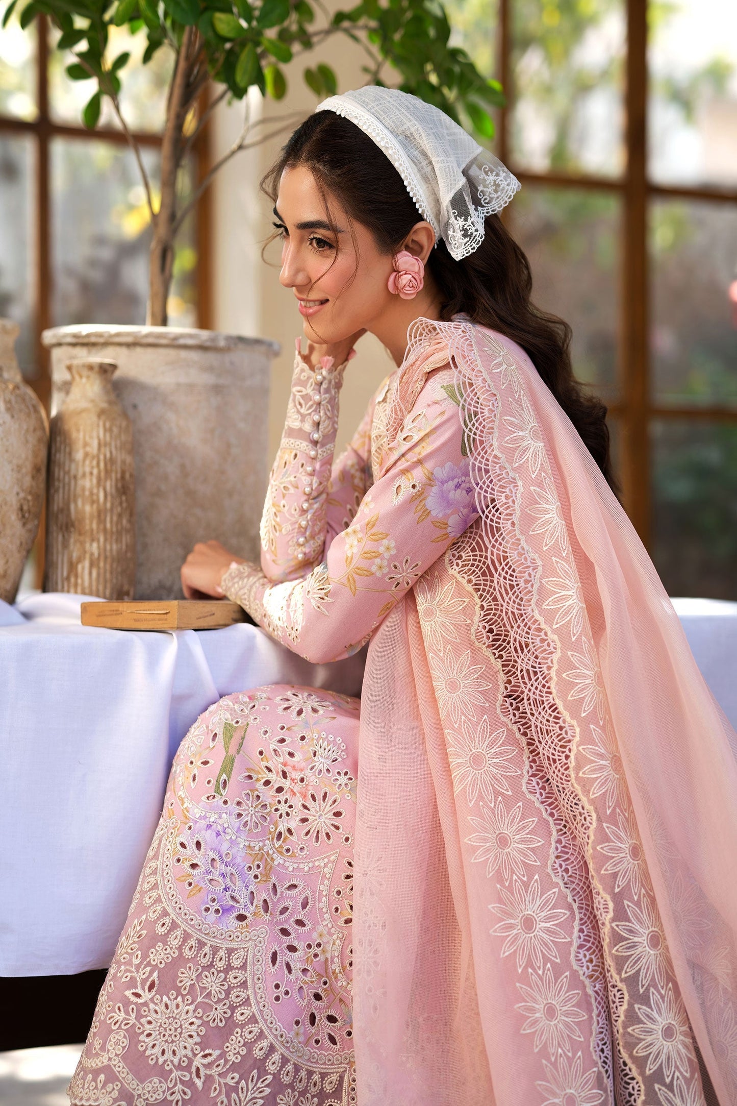 Maryam Hussain Luxury Lawn'25 Embroidered Unstitched 3pcs