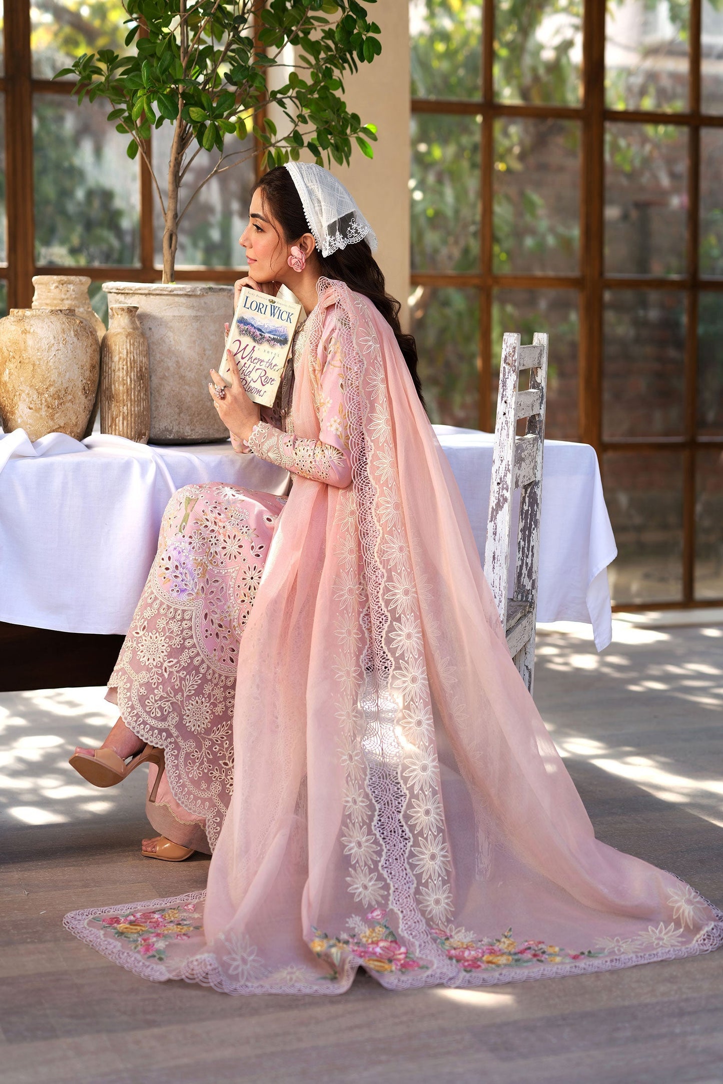Maryam Hussain Luxury Lawn'25 Embroidered Unstitched 3pcs