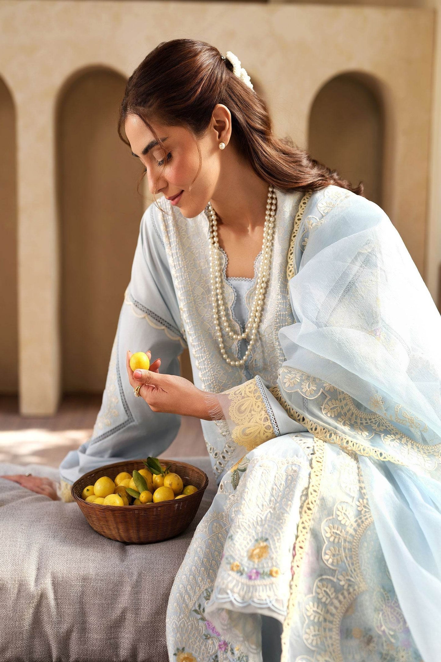 Maryam Hussain Luxury Lawn'25 Embroidered Unstitched 3pcs - Jotey