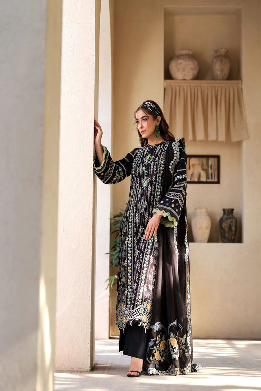 Maryam Hussain Luxury Lawn'25 Embroidered Unstitched 3pcs