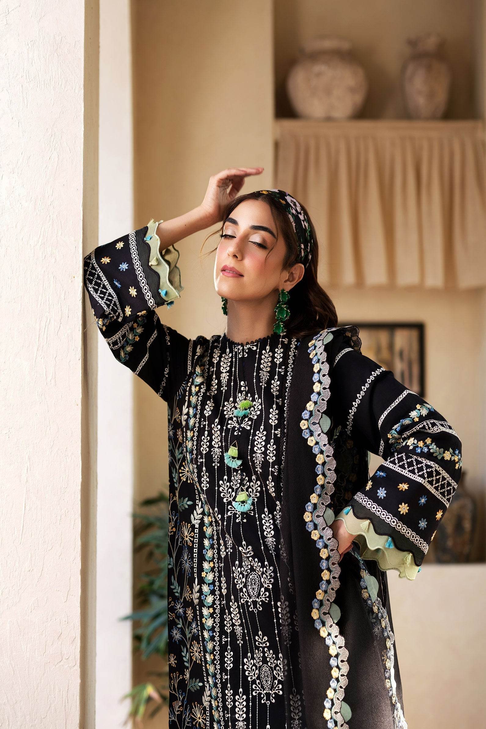 Maryam Hussain Luxury Lawn'25 Embroidered Unstitched 3pcs - Jotey