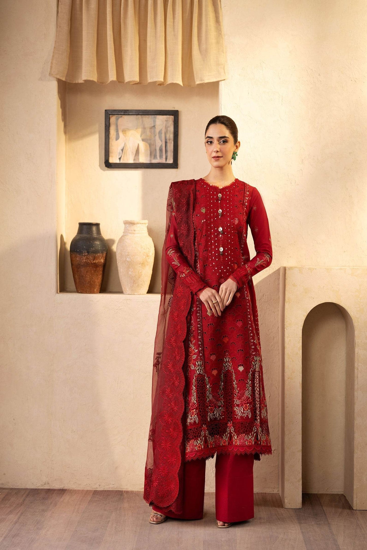 Maryam Hussain Luxury Lawn'25 Embroidered Unstitched 3pcs - Jotey