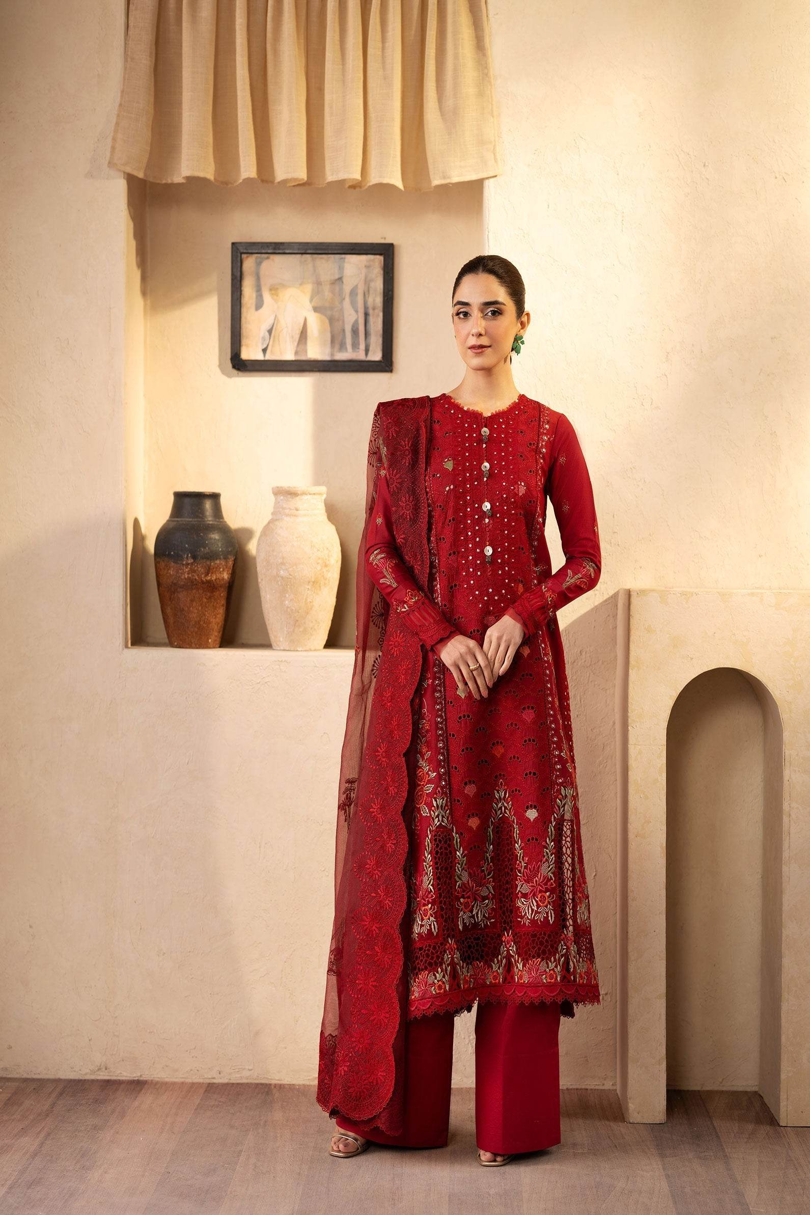 Maryam Hussain Luxury Lawn'25 Embroidered Unstitched 3pcs - Jotey