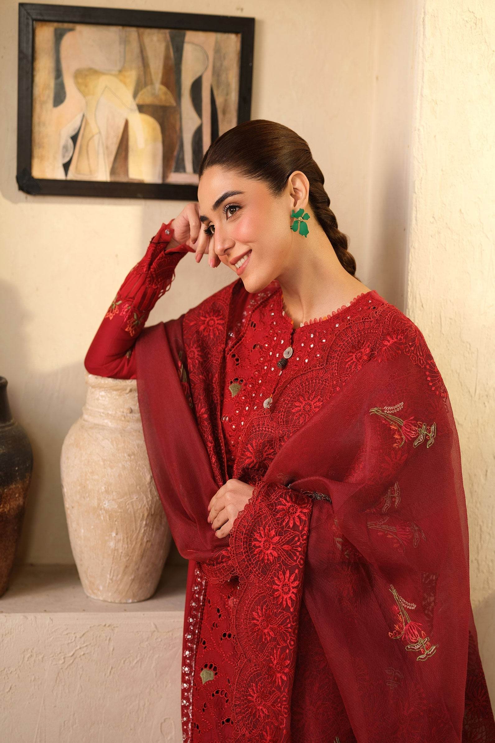 Maryam Hussain Luxury Lawn'25 Embroidered Unstitched 3pcs - Jotey
