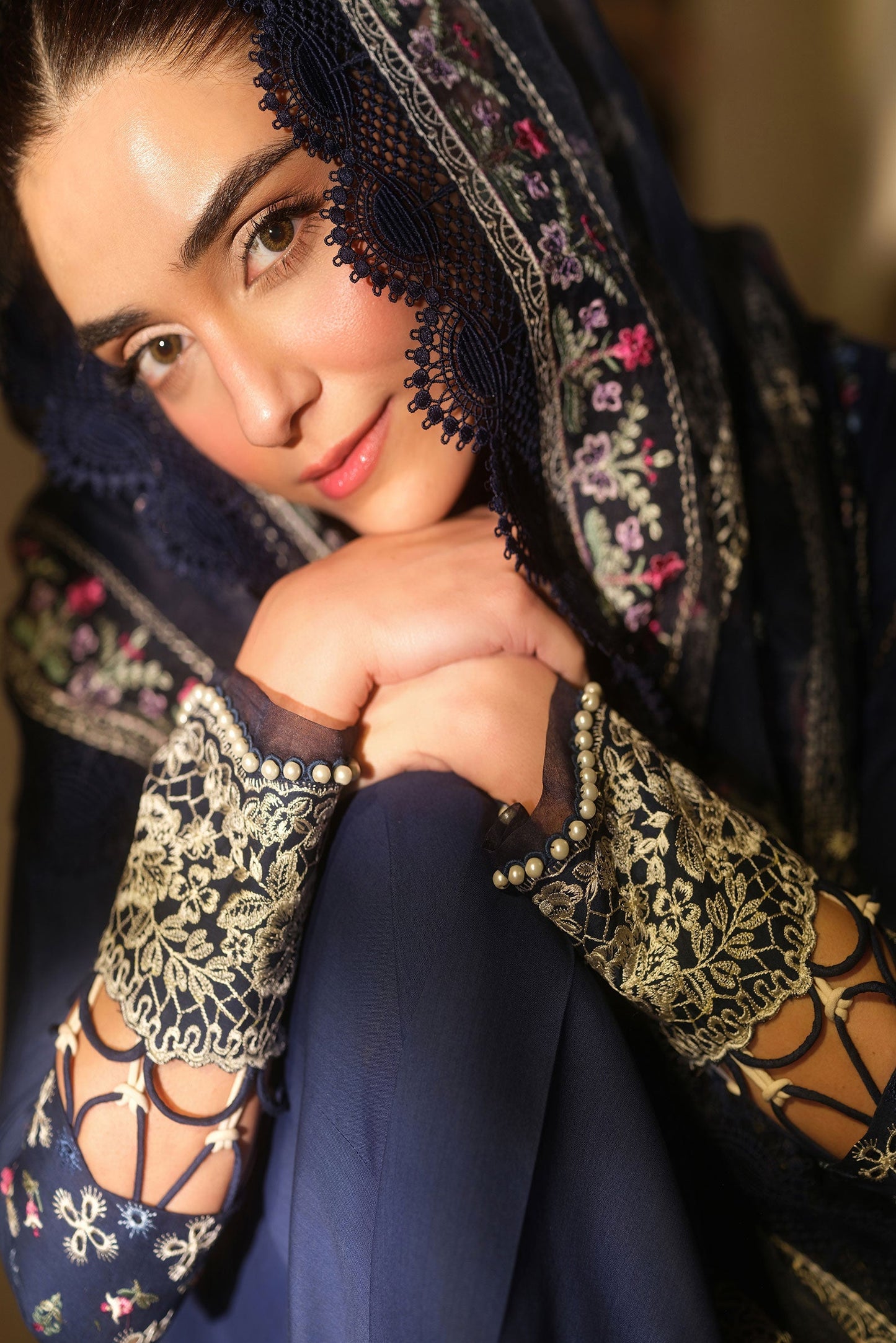 Maryam Hussain Luxury Lawn'25 Embroidered Unstitched 3pcs