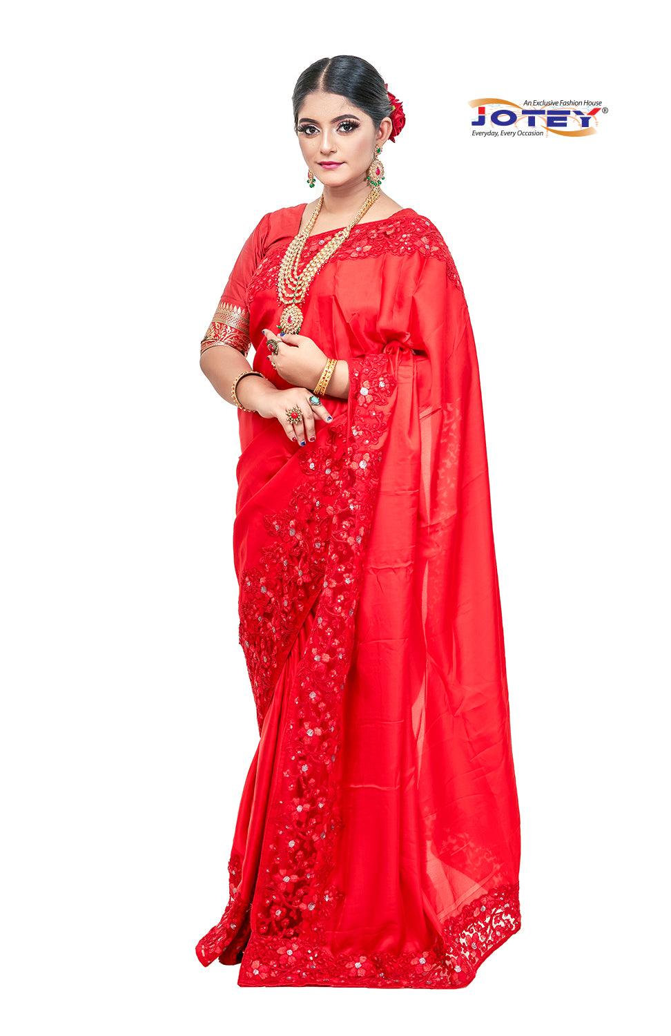 Designer Shimer Silk Saree - Jotey