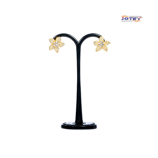 Diamond Cut Golden Plated AD Stone Earrings - Jotey