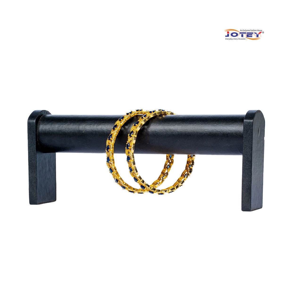 Diamond Cut Navy Blue AD Stone Bangles - Jotey