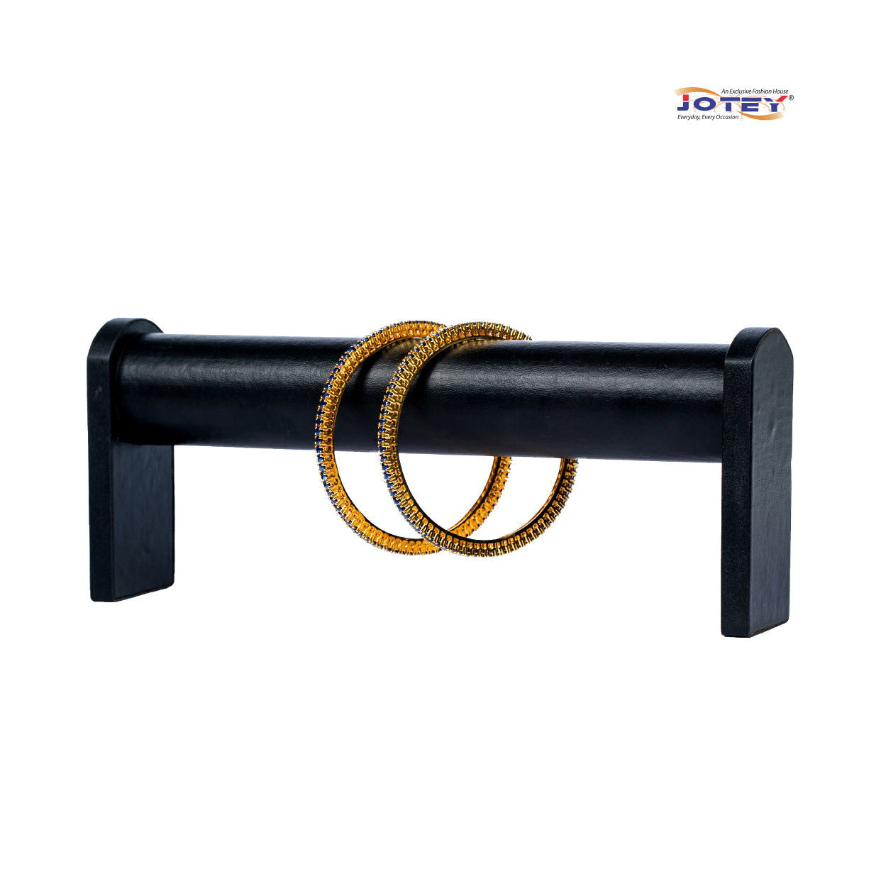 Diamond Cut Navy Blue AD Stone Bangles - Jotey