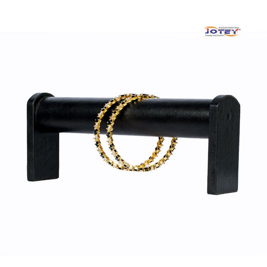 Diamond Cut Navy Blue & White AD Stone Bangles - Jotey