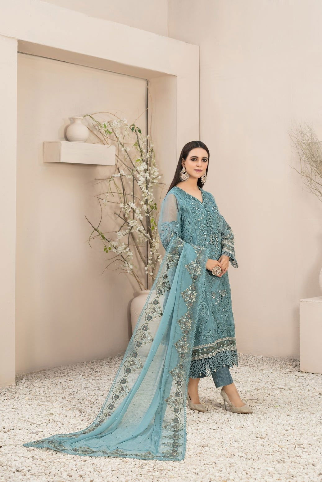 Dilaab By Tawakkal Embroidered Semi Stitched 3pcs - Jotey