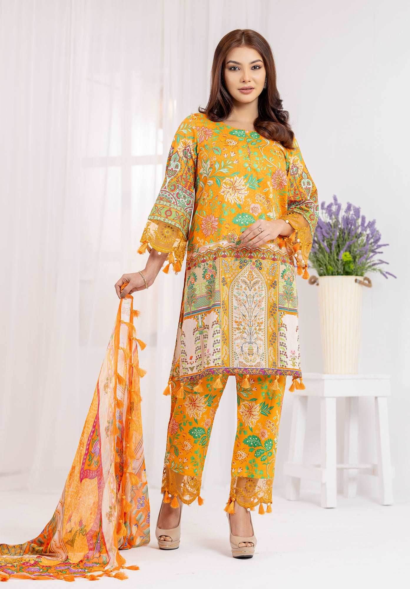 Lamhey Unstitched Lawn 3pcs - Nilima