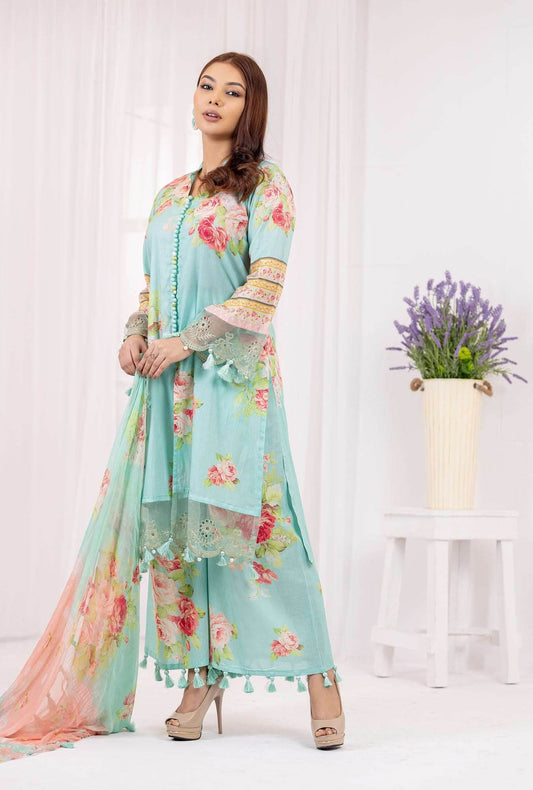 Lamhey Unstitched Lawn 3pcs - Nilima