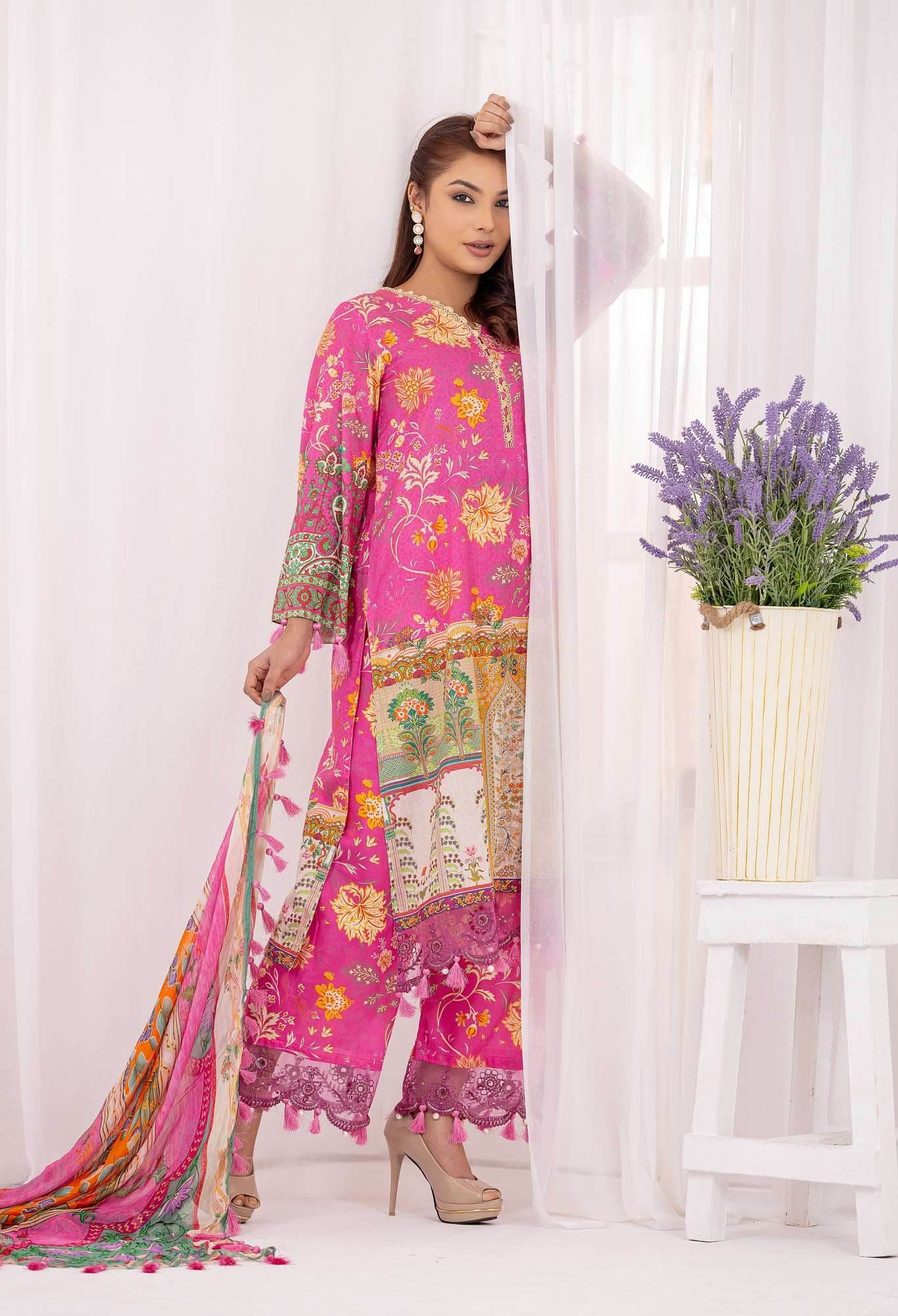 Lamhey Unstitched Lawn 3pcs - Nilima