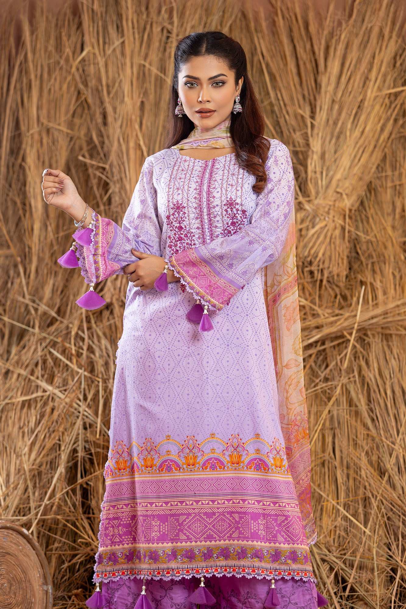 Rangpasand Heavy EMB Sequins Work Neck Unstitched Lawn 3pcs