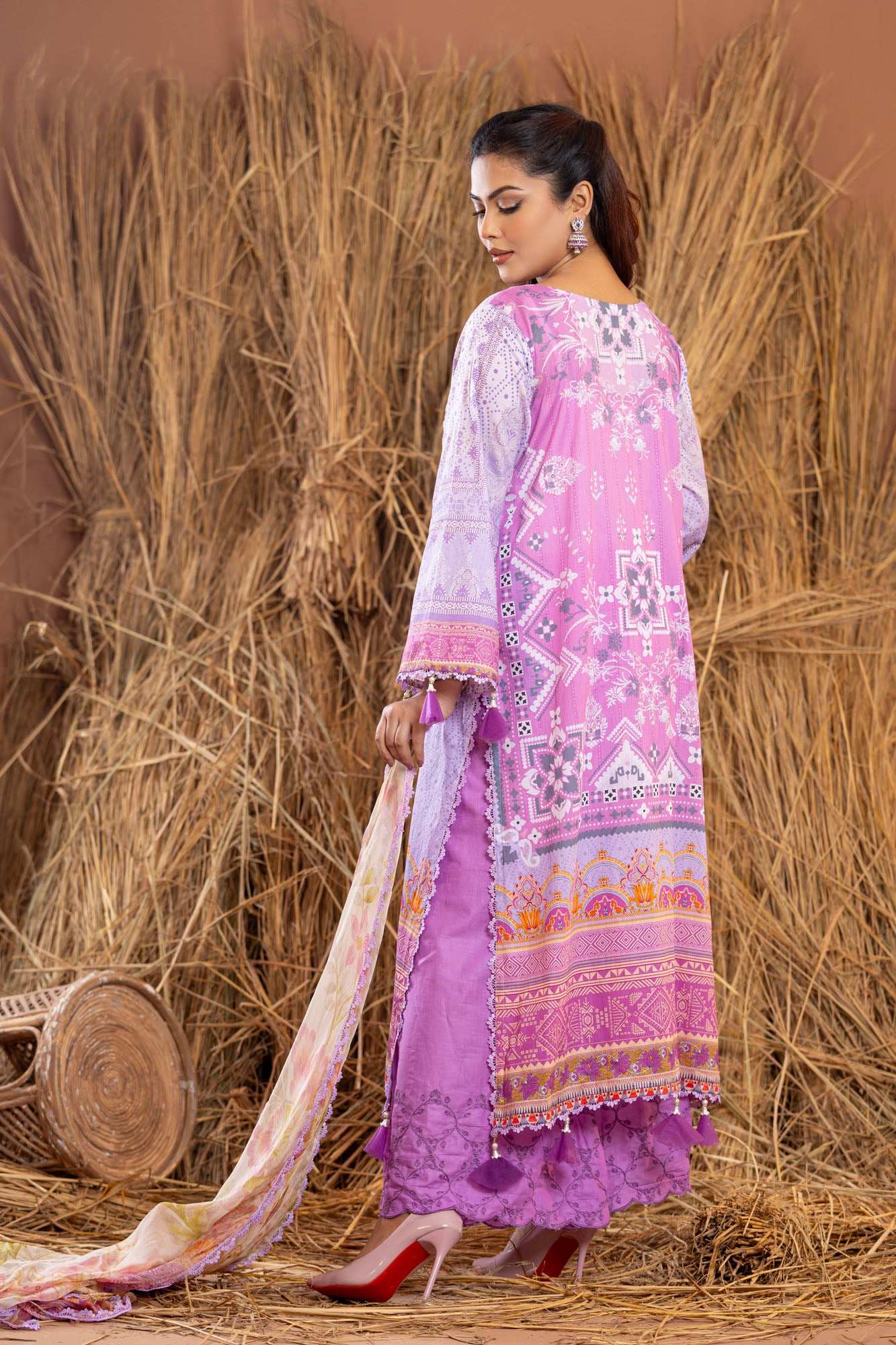 Rangpasand Heavy EMB Sequins Work Neck Unstitched Lawn 3pcs