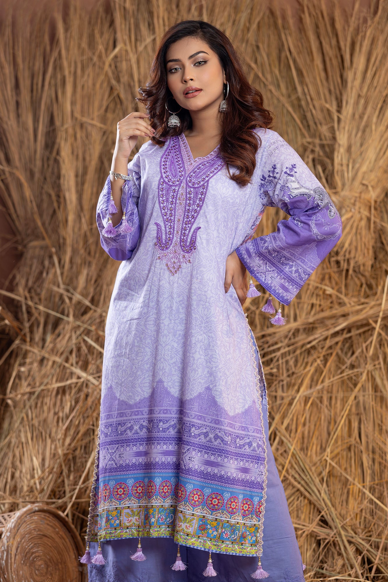 Rangpasand Heavy EMB Sequins Work Neck Unstitched Lawn 3pcs