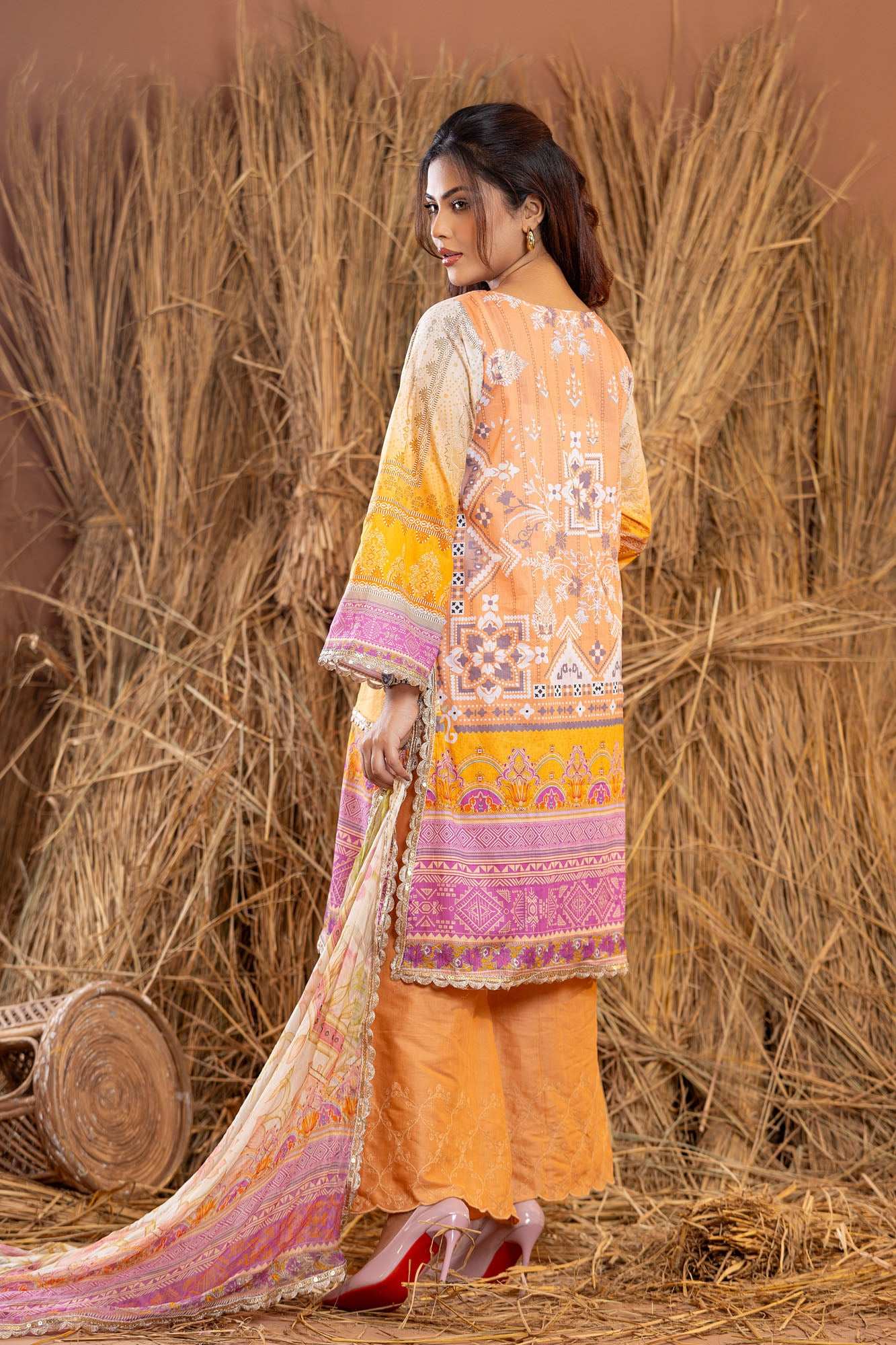 Rangpasand Heavy EMB Sequins Work Neck Unstitched Lawn 3pcs