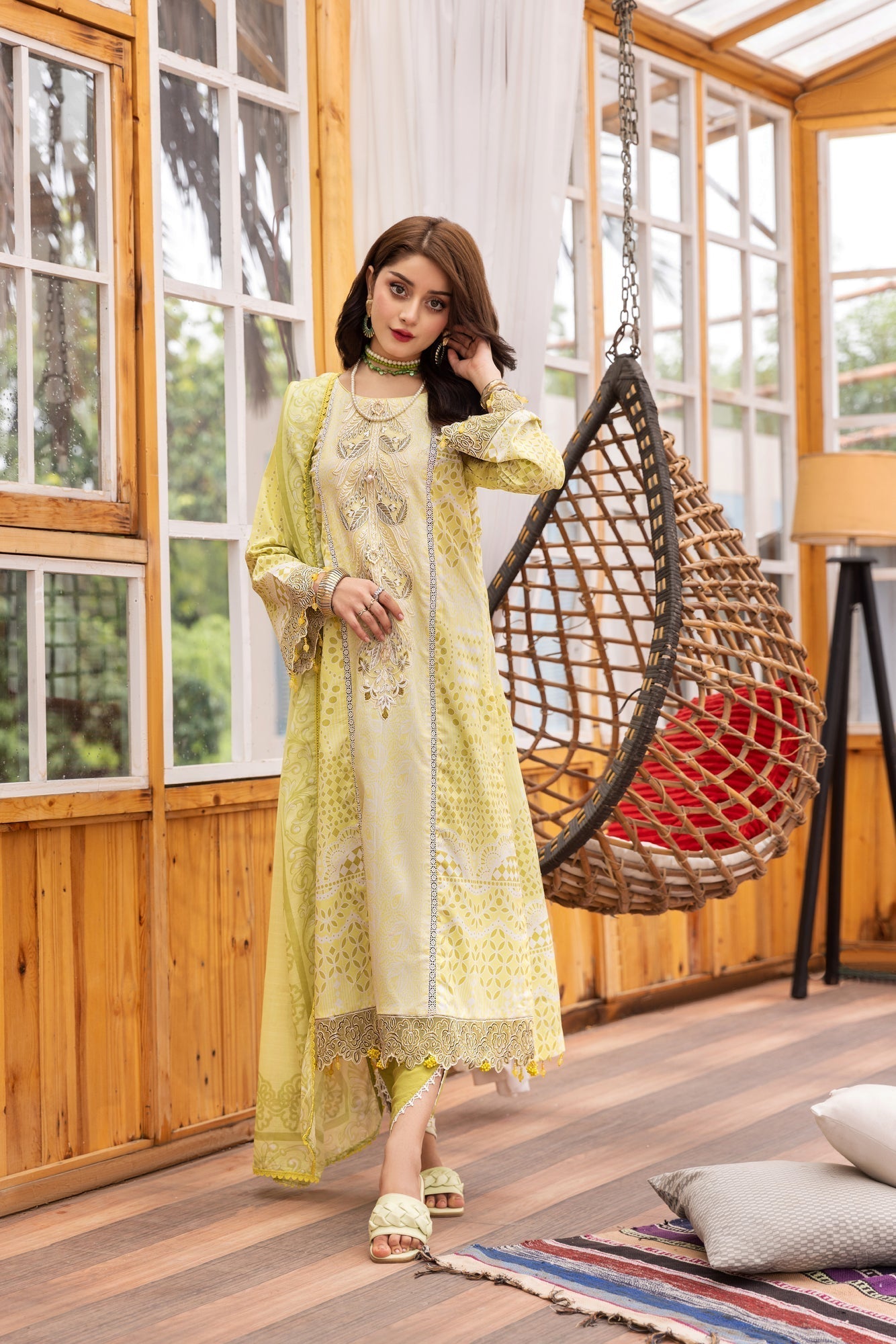 Eid Festive Lawn VOL-01 Heavy EMB. Unstitched 3pcs - Jotey