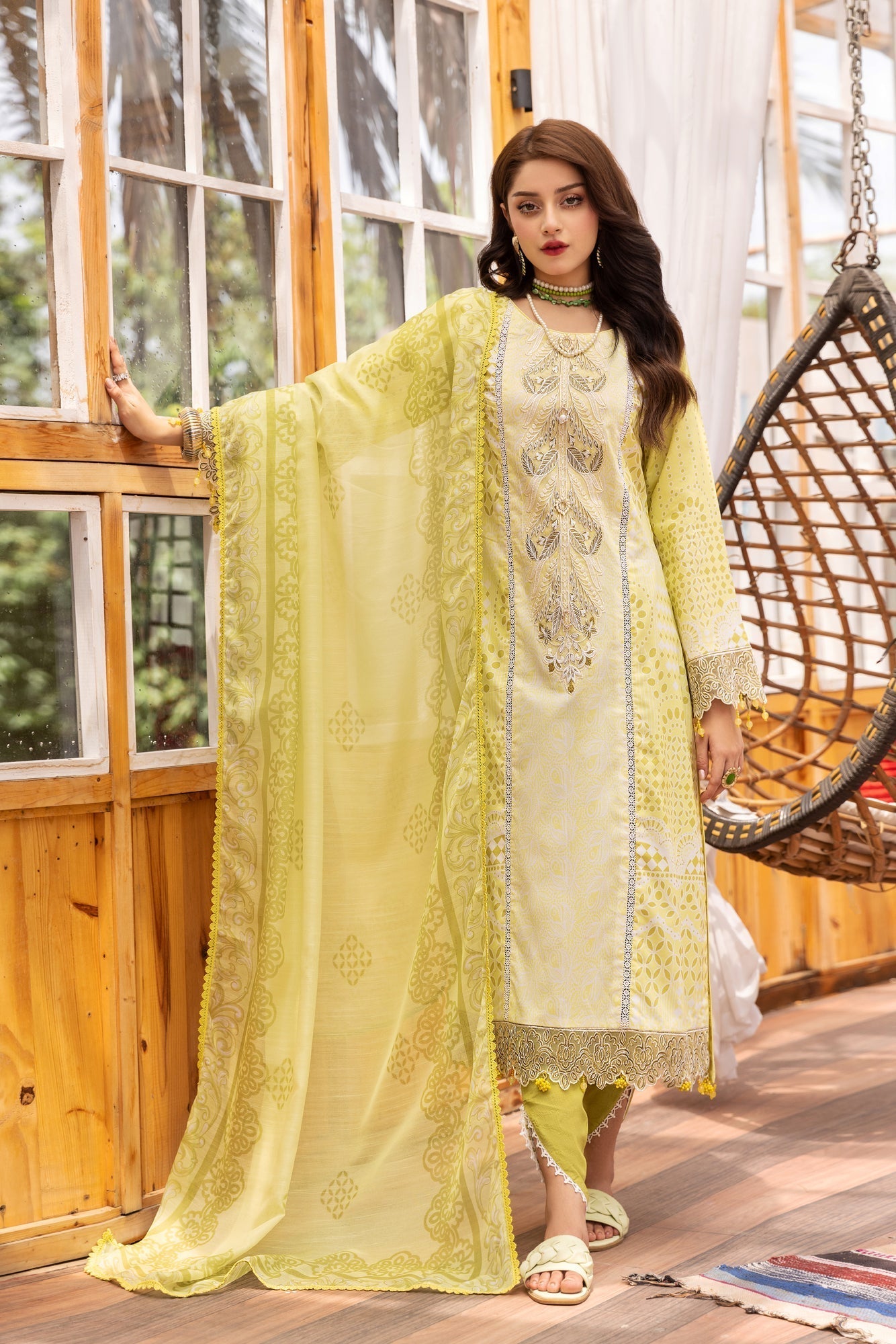 Eid Festive Lawn VOL-01 Heavy EMB. Unstitched 3pcs - Jotey