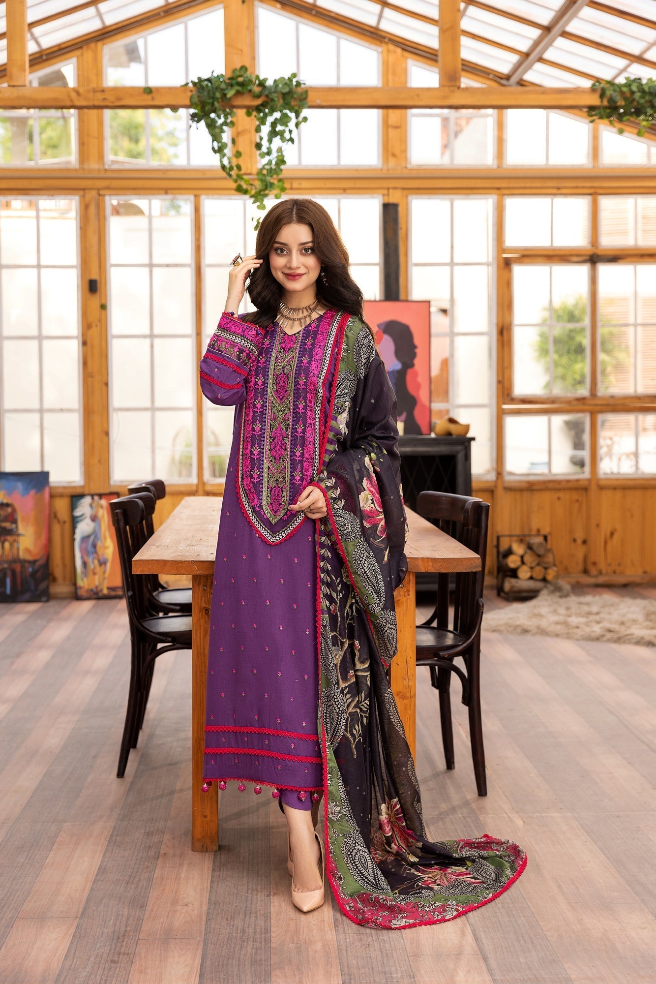 Eid Festive Lawn VOL-01 Heavy EMB. Unstitched 3pcs - Jotey