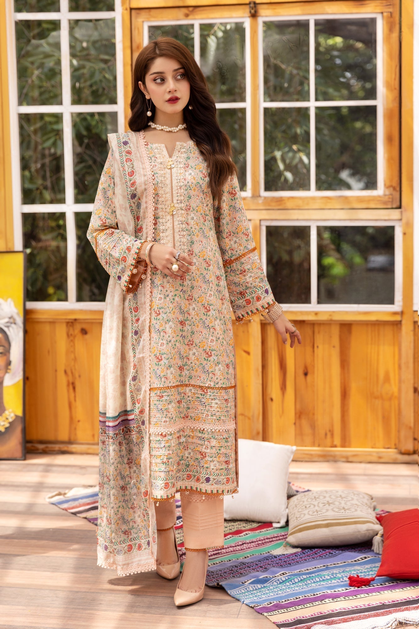 Eid Festive Lawn VOL-01 Heavy EMB. Unstitched 3pcs - Jotey