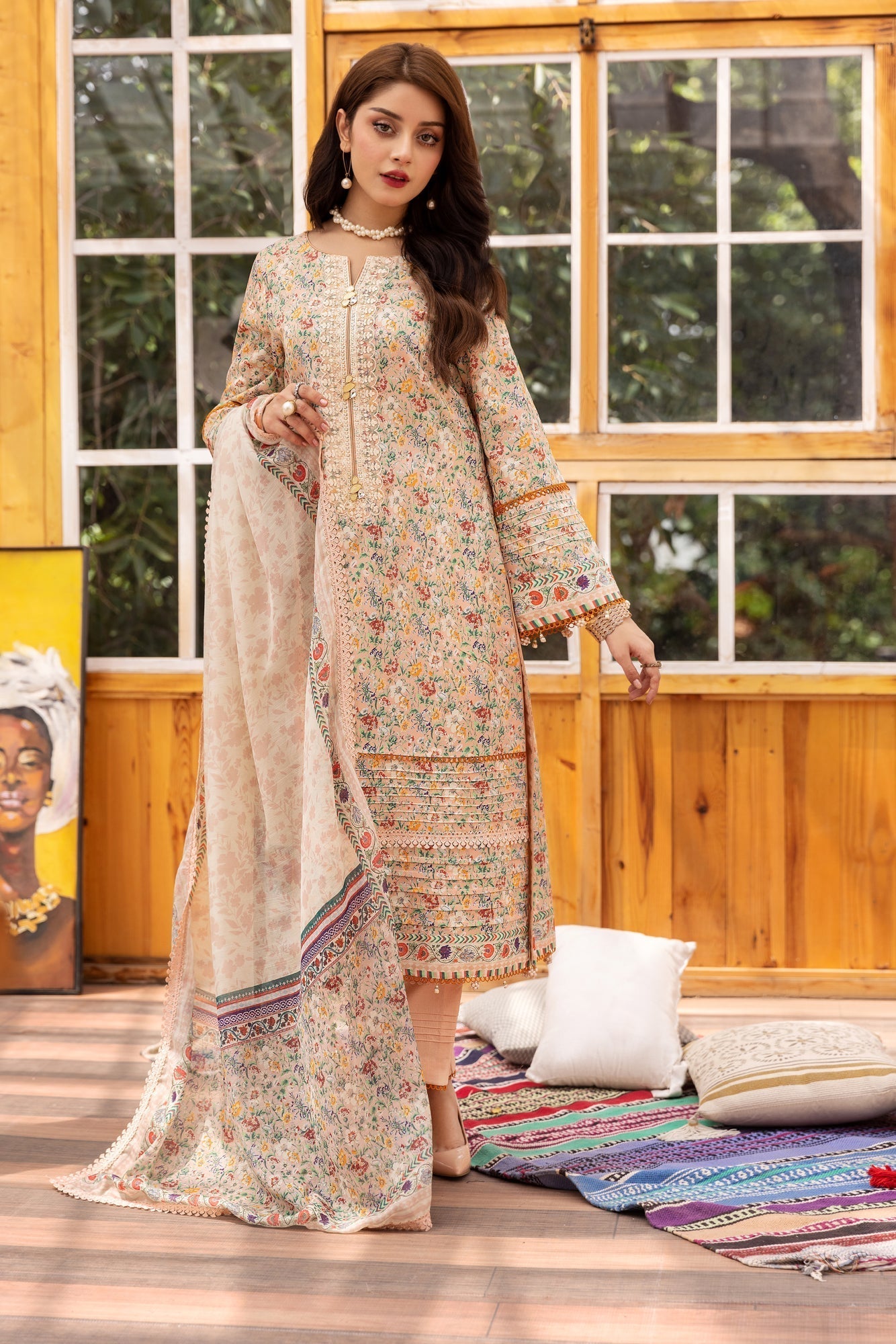 Eid Festive Lawn VOL-01 Heavy EMB. Unstitched 3pcs - Jotey
