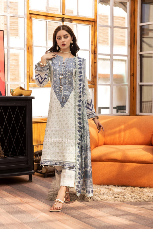 Eid Festive Lawn VOL-01 Heavy EMB. Unstitched 3pcs - Jotey