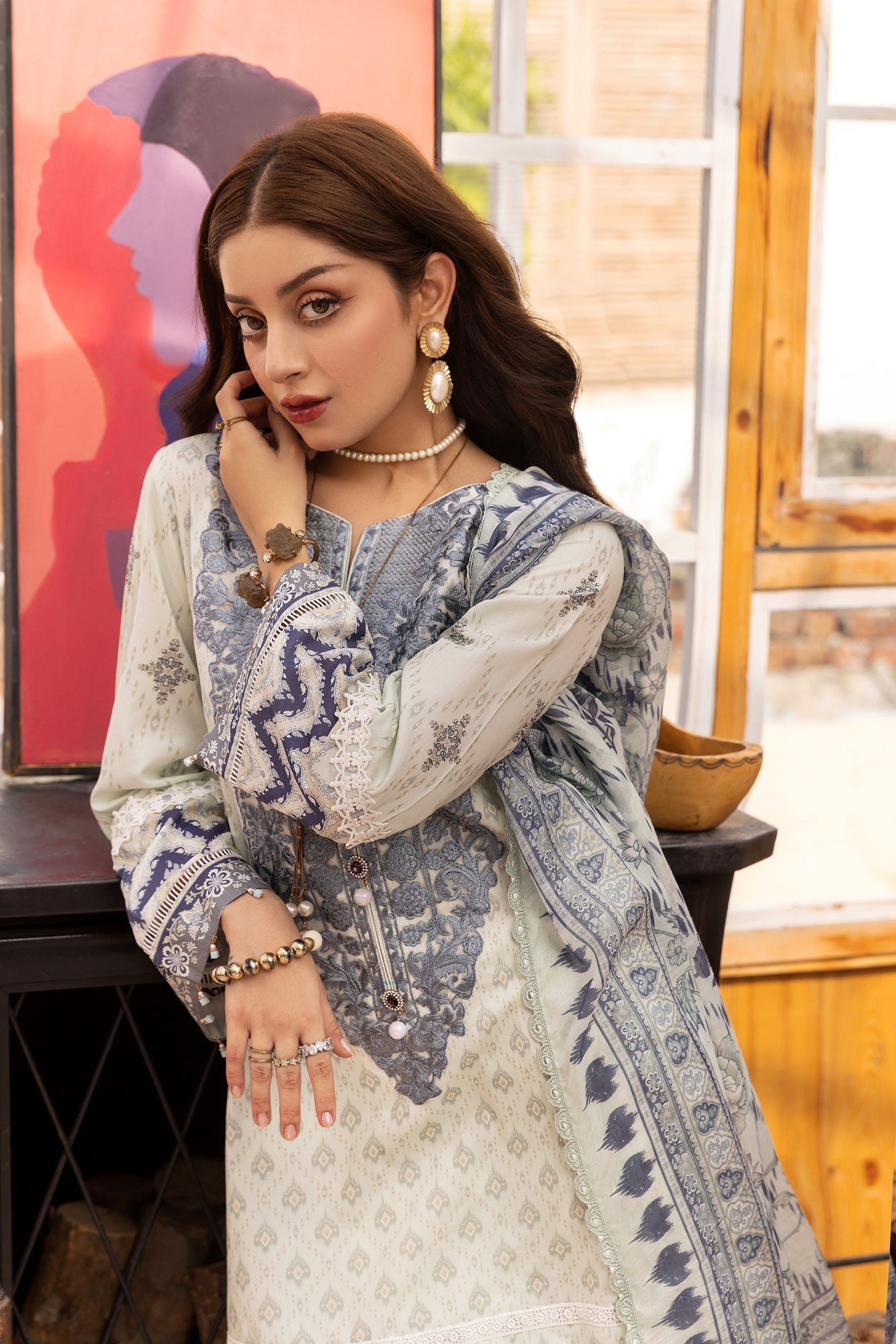 Eid Festive Lawn VOL-01 Heavy EMB. Unstitched 3pcs - Jotey