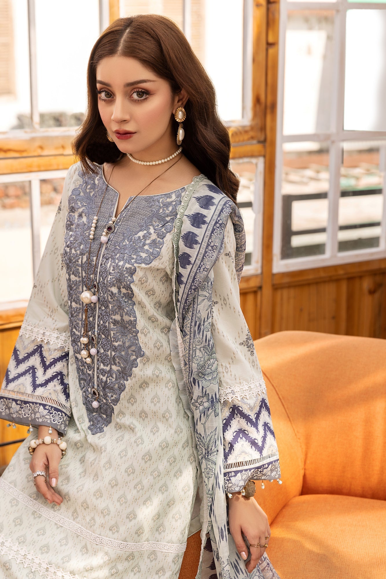 Eid Festive Lawn VOL-01 Heavy EMB. Unstitched 3pcs - Jotey