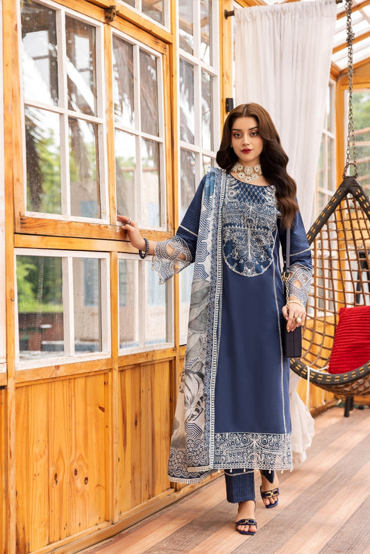 Eid Festive Lawn VOL-01 Heavy EMB. Unstitched 3pcs - Jotey