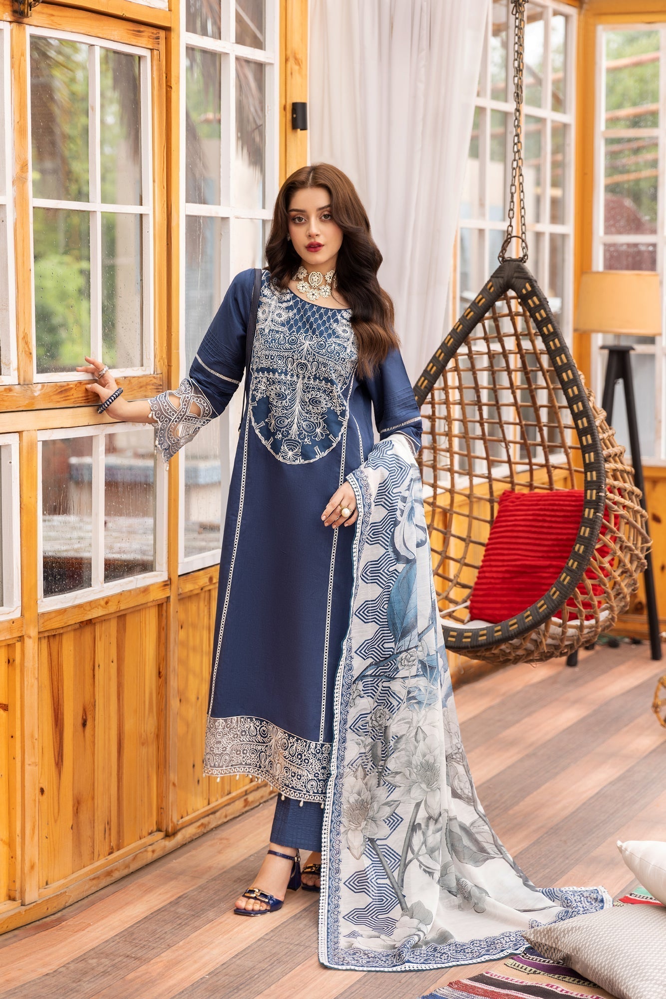 Eid Festive Lawn VOL-01 Heavy EMB. Unstitched 3pcs - Jotey