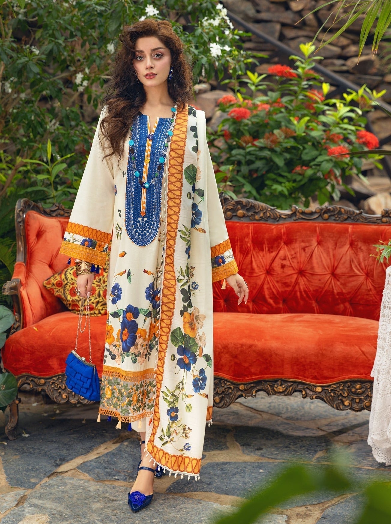 Eid Festive Lawn VOL-02 Heavy EMB. Unstitched 3pcs - Jotey