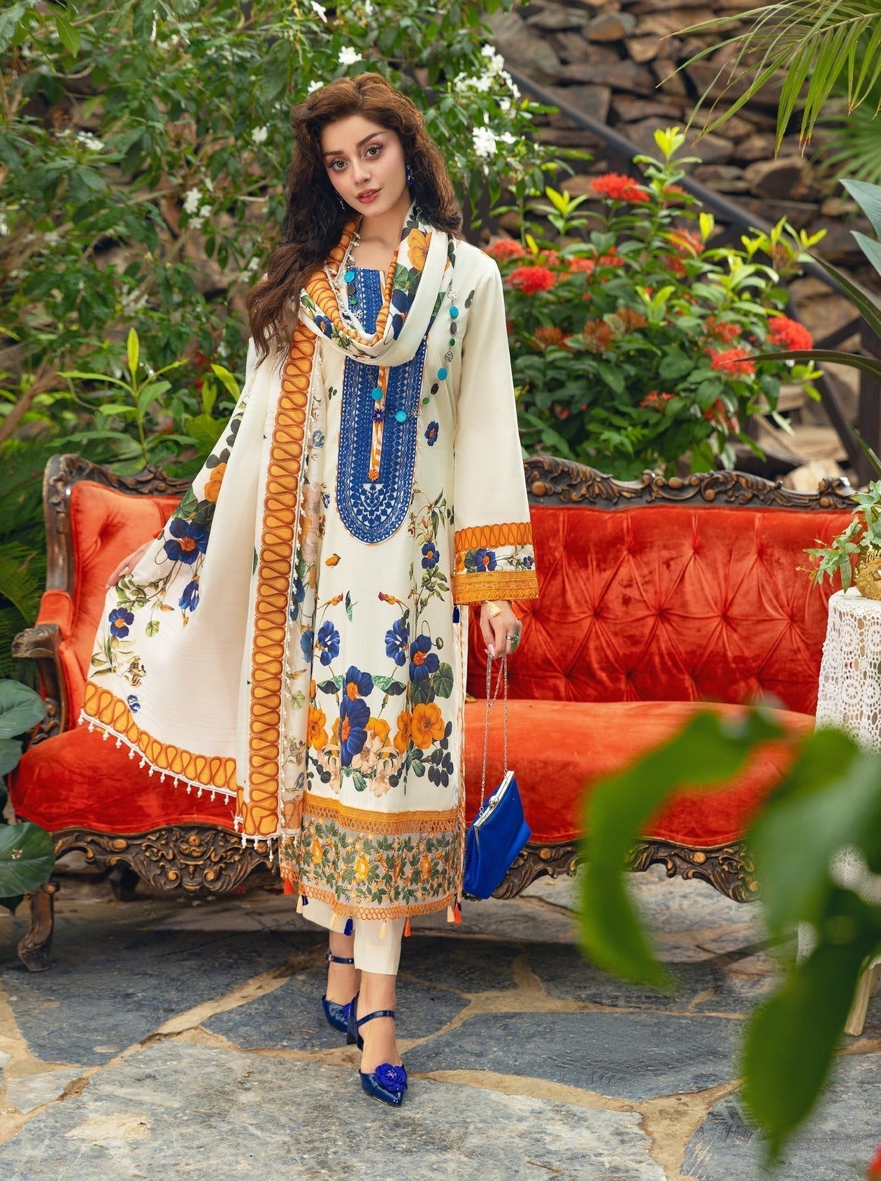 Eid Festive Lawn VOL-02 Heavy EMB. Unstitched 3pcs - Jotey