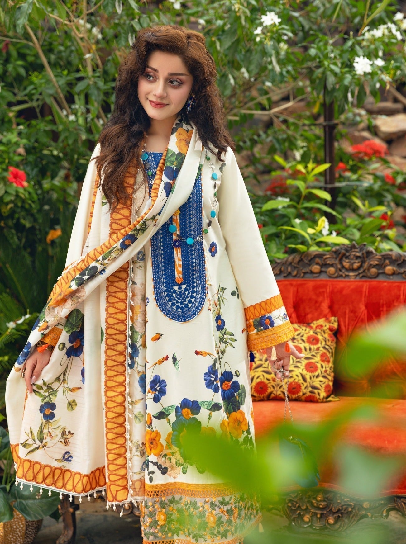 Eid Festive Lawn VOL-02 Heavy EMB. Unstitched 3pcs - Jotey